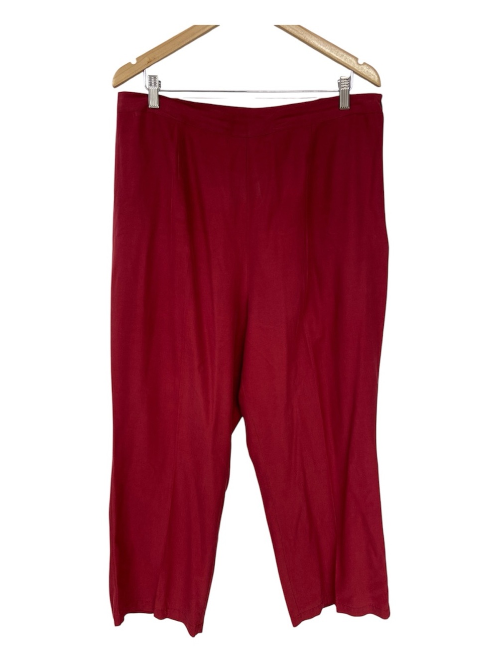 Tropical Al Silk Wide Leg Pants Resort Coastal Burgundy Size 1X